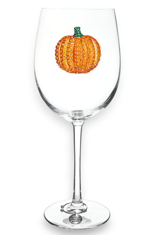 Pumpkin Jeweled Stemmed Wine Glass