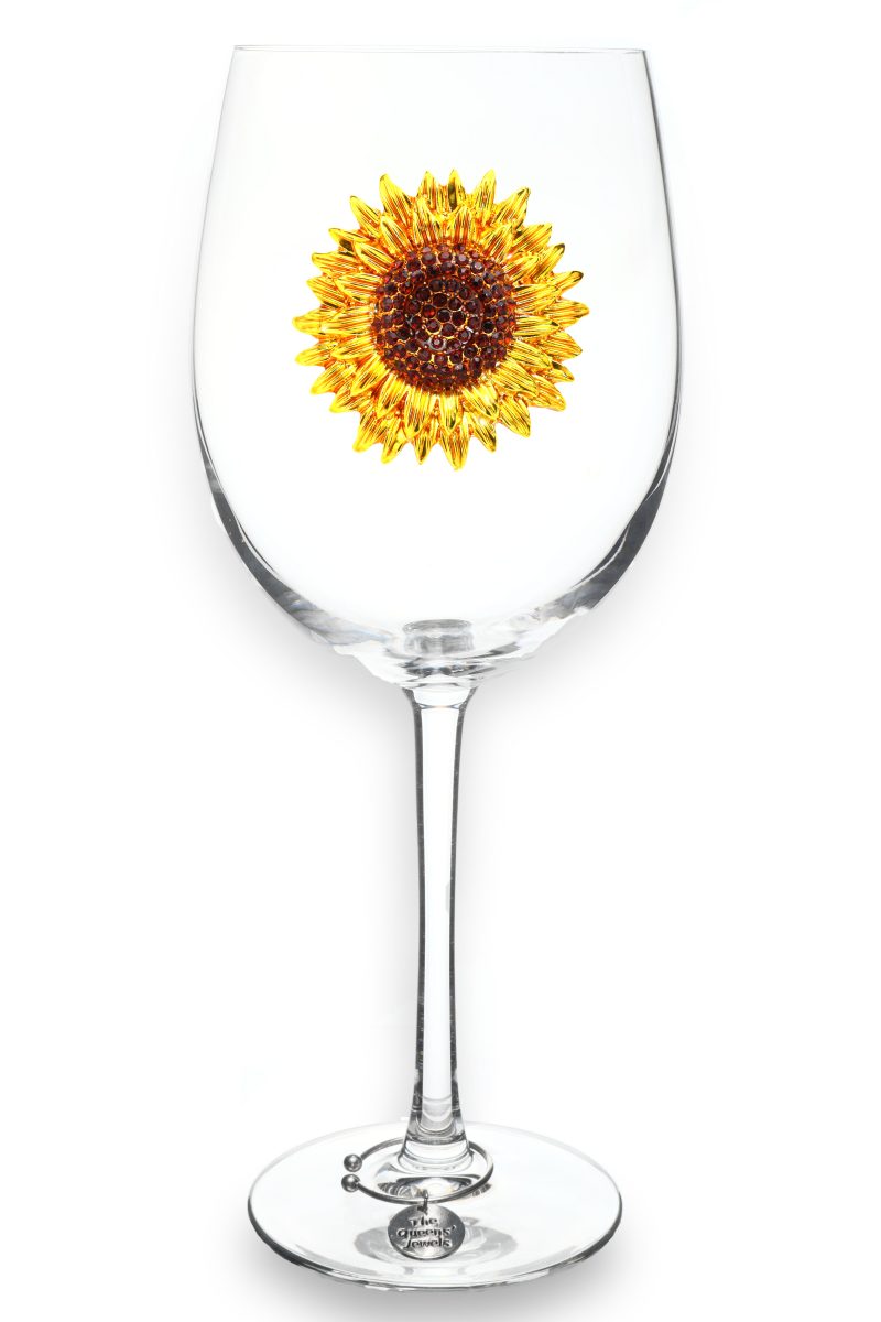 Sunflower Jeweled Stemmed Wine Glass