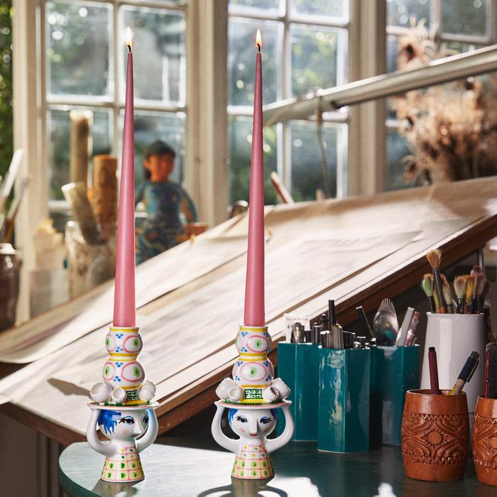 Bjørn Wiinblad Lady w/ Hat Candleholder - Yellow