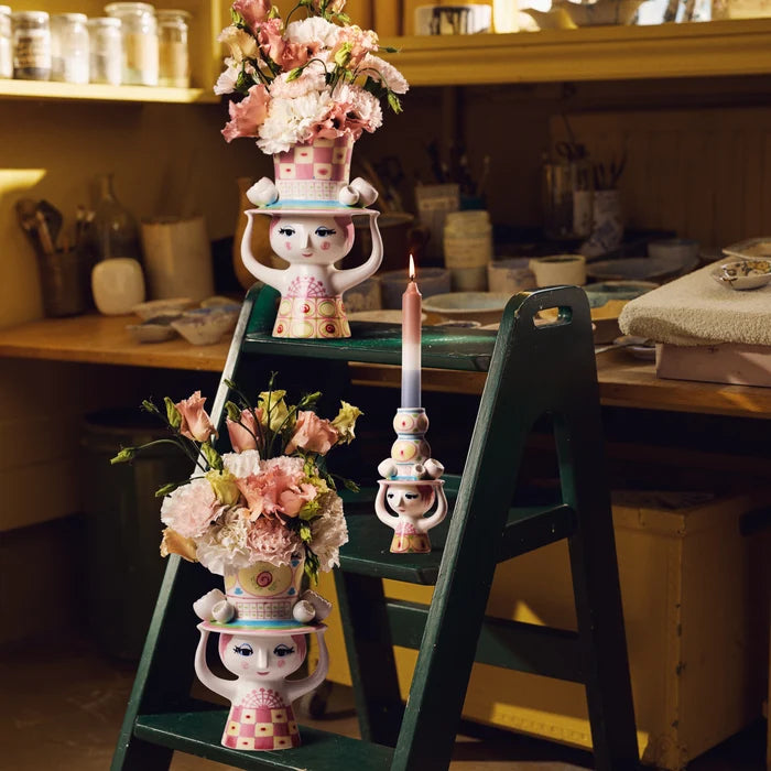 Bjørn Wiinblad Lady With Hat Vase - Pink