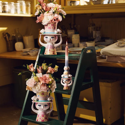 Bjørn Wiinblad Lady With Hat Vase - Pink