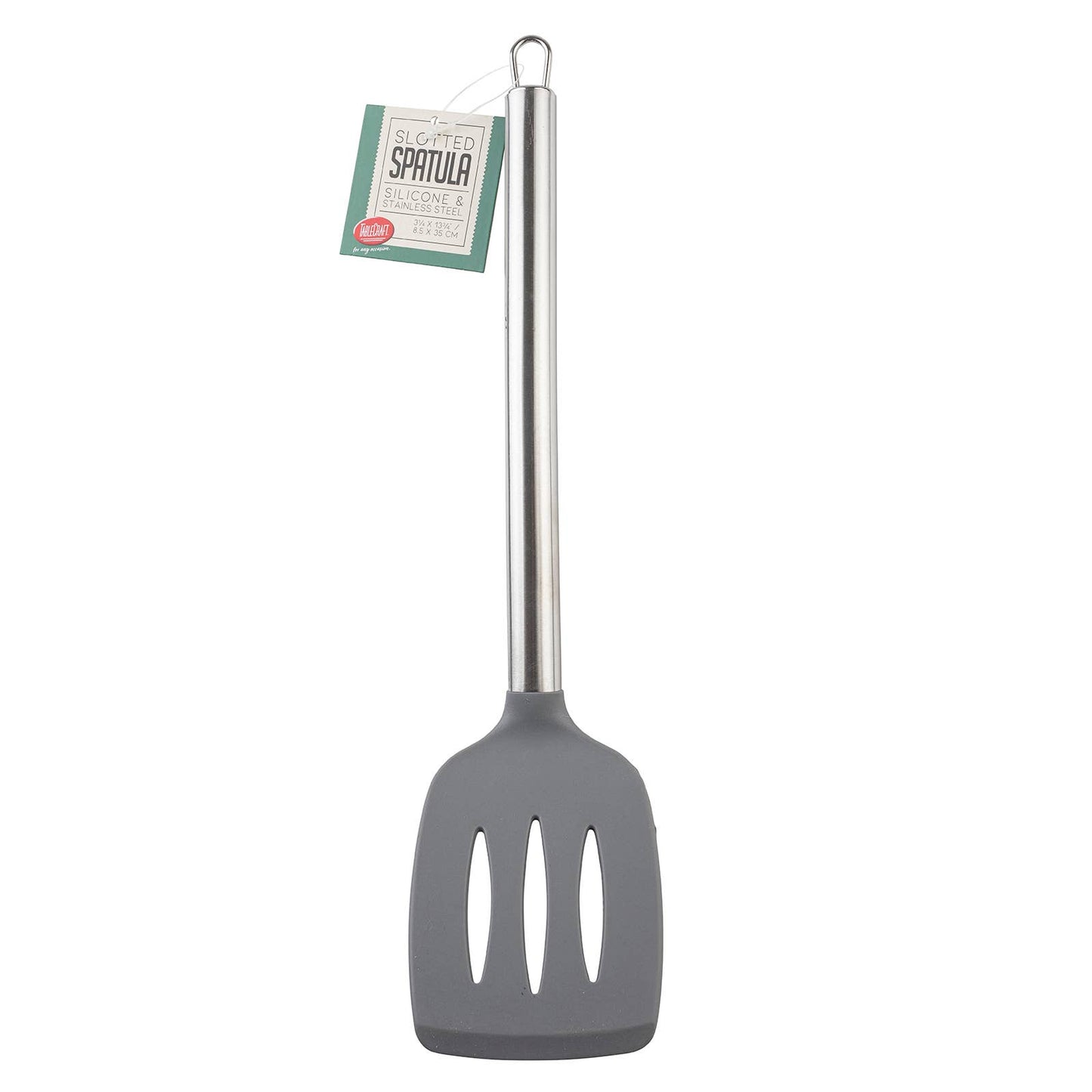 14" Slotted Grey Spatula Silicone Stainless Steel