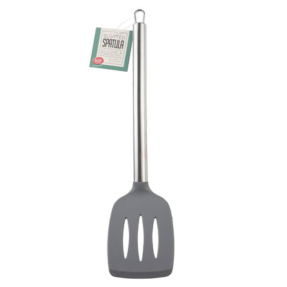 14" Slotted Grey Spatula Silicone Stainless Steel
