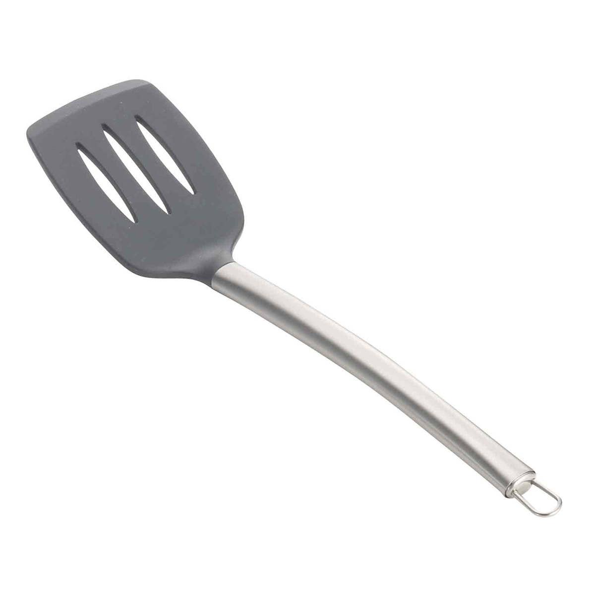 14" Slotted Grey Spatula Silicone Stainless Steel