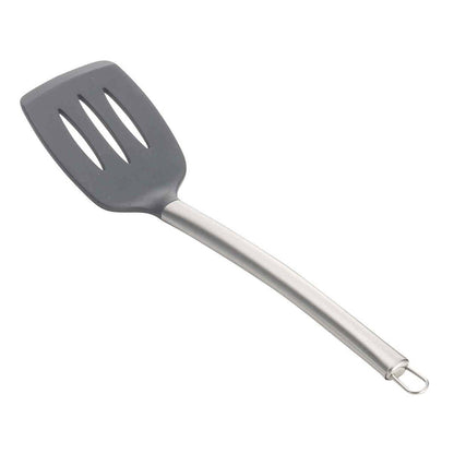 14" Slotted Grey Spatula Silicone Stainless Steel
