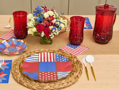 Classic Red Tumblers, Wine and Cocktail Glasses, & Pitcher