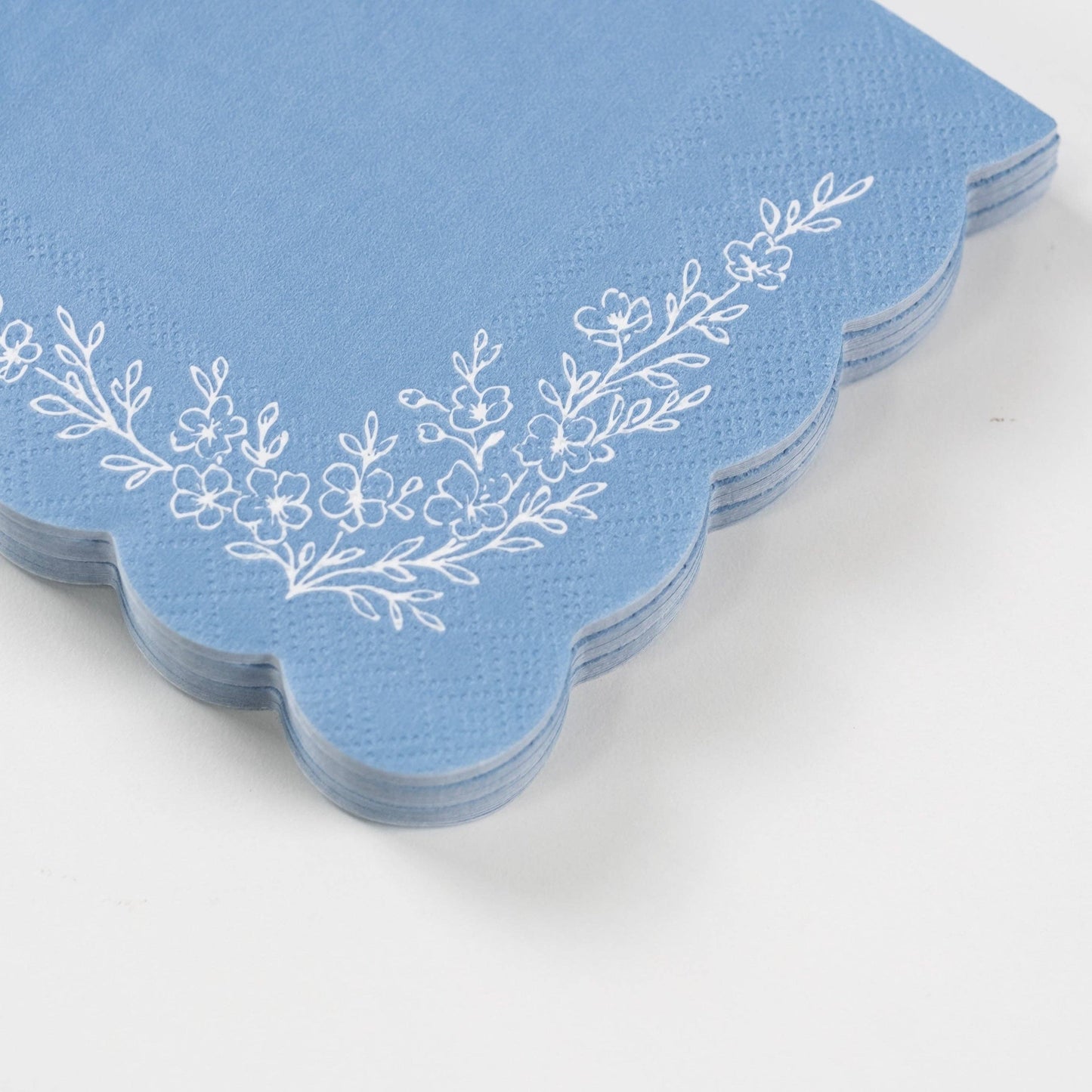Floral Elegance Blue Beverage Napkins