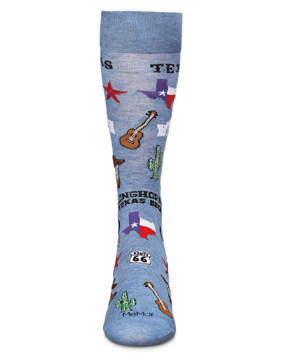 Men's Don't Mess With Texas Bamboo Blend Novelty Crew Sock: 10 13 / Denim Heather