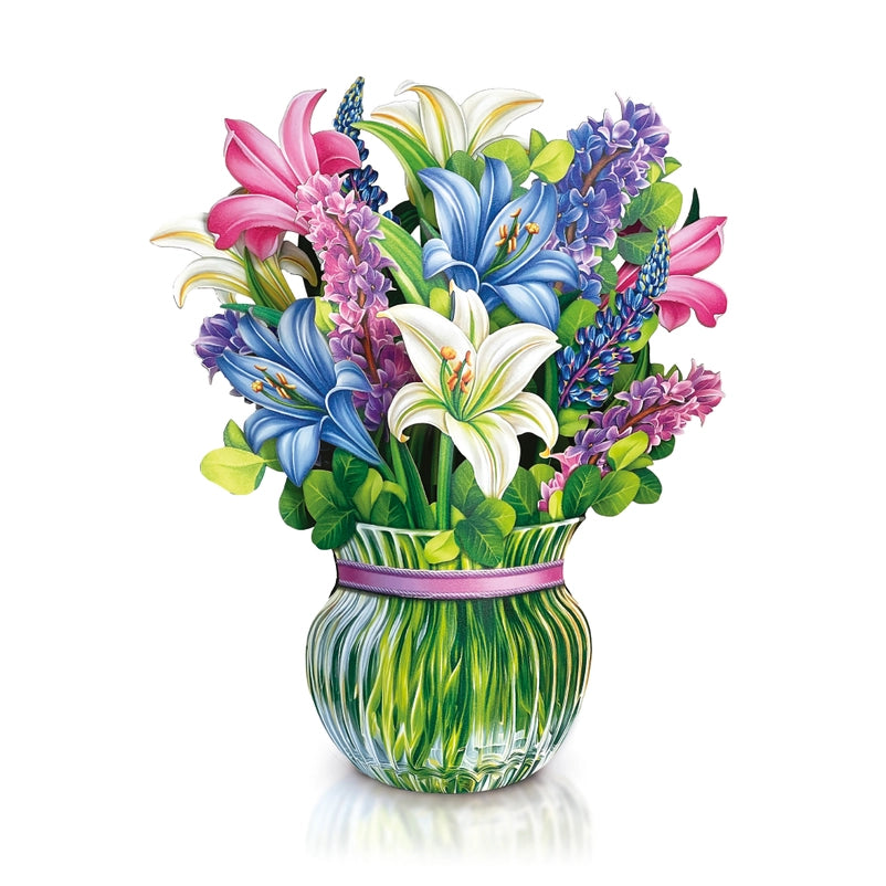 Lilies & Lupines Pop-Up Bouquet Blank Greeting Card