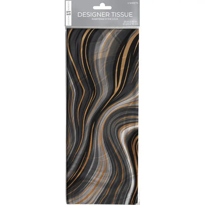 Marbleized Black - Designer Tissue - Printed