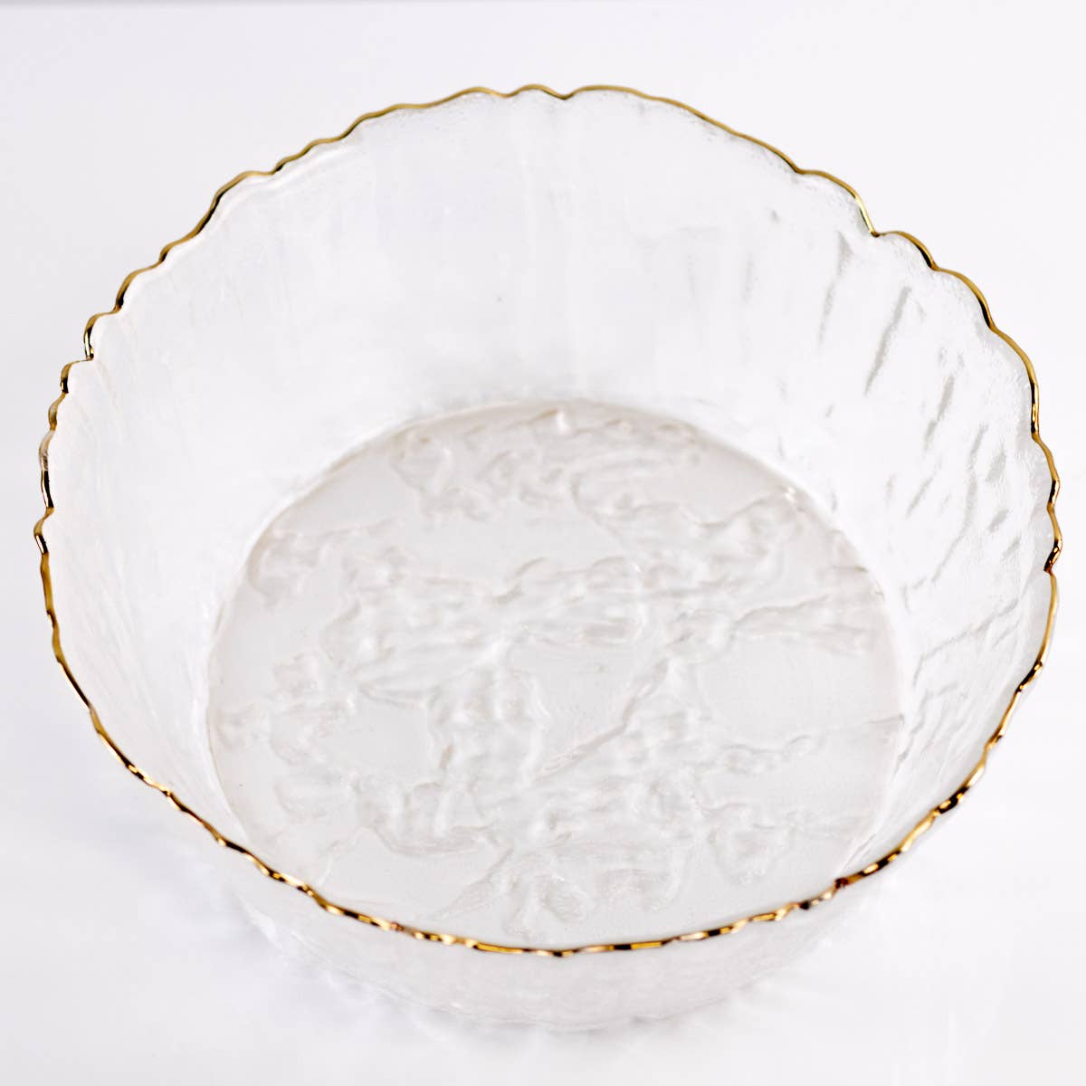 Marguerite Glass Serving Bowl With Gold Trim