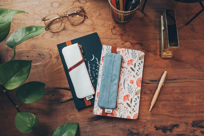 Denik Golden Hour White Embossed Journal Pencil & Pen Pouch