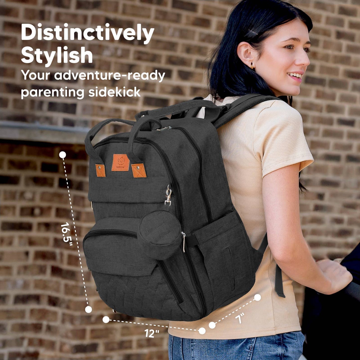 KeaBabies Rove Diaper Backpack- Charcoal