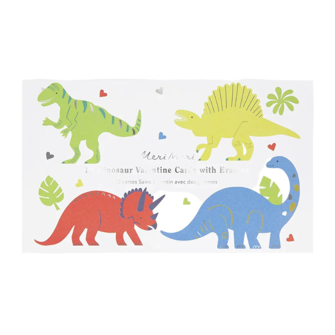Meri Meri Dinosaur Valentine Cards & Eraser Set