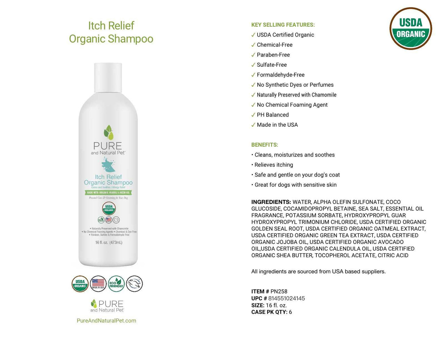 Itch Relief Organic Shampoo for Dogs