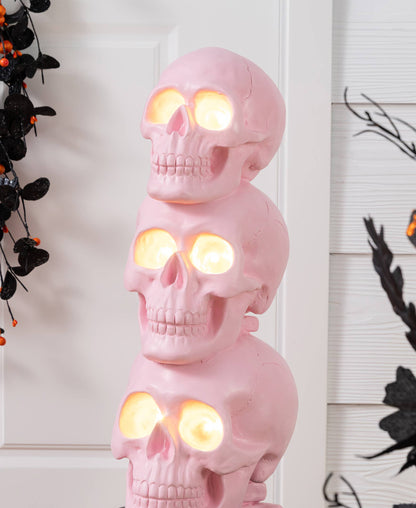 Pink LED Skeleton Topiary Halloween Porch Decor