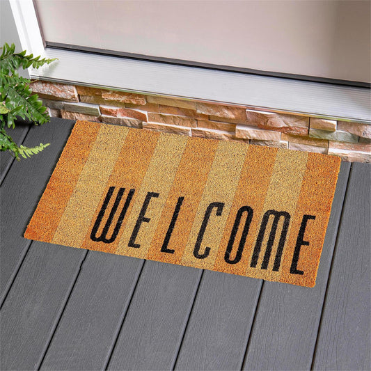Welcome Striped Coir Mat