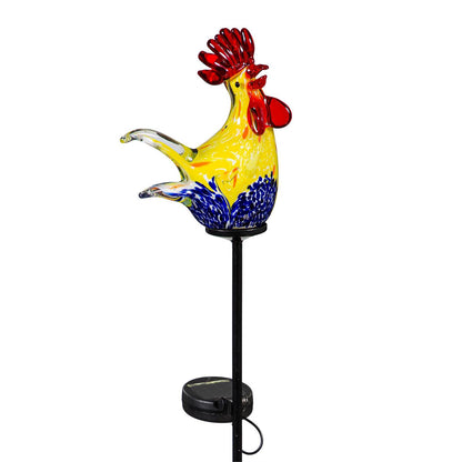 Petal & Plow Glass Rooster Garden Stake
