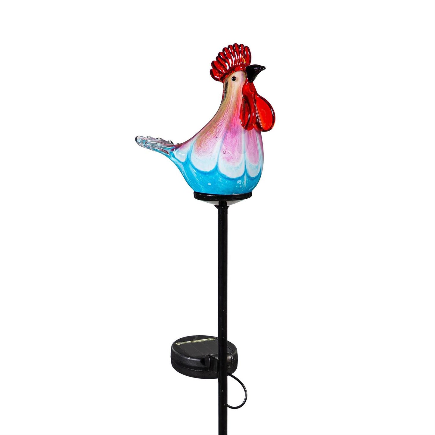 Petal & Plow Glass Rooster Garden Stake