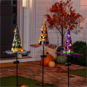 Witch Hat Solar Garden Stakes
