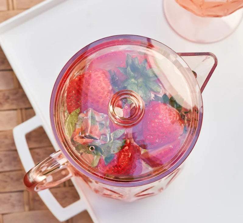 Traditional Classic Blush Pink Tumblers, Wine and Cocktail Glasses & Pitcher