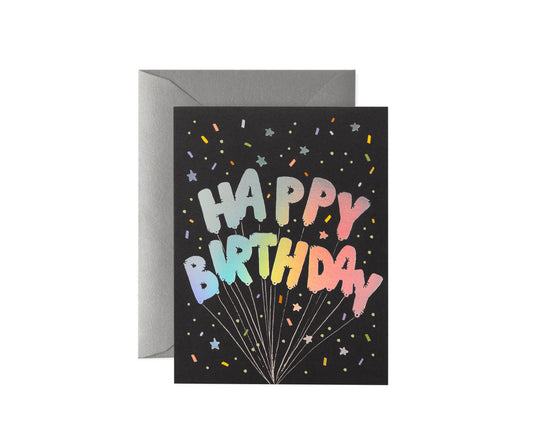 Mylar Birthday Balloons Card - Blank Card & Envelope