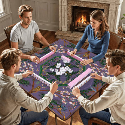 Mahjong Mat - Majestic Purple Chinoiserie
