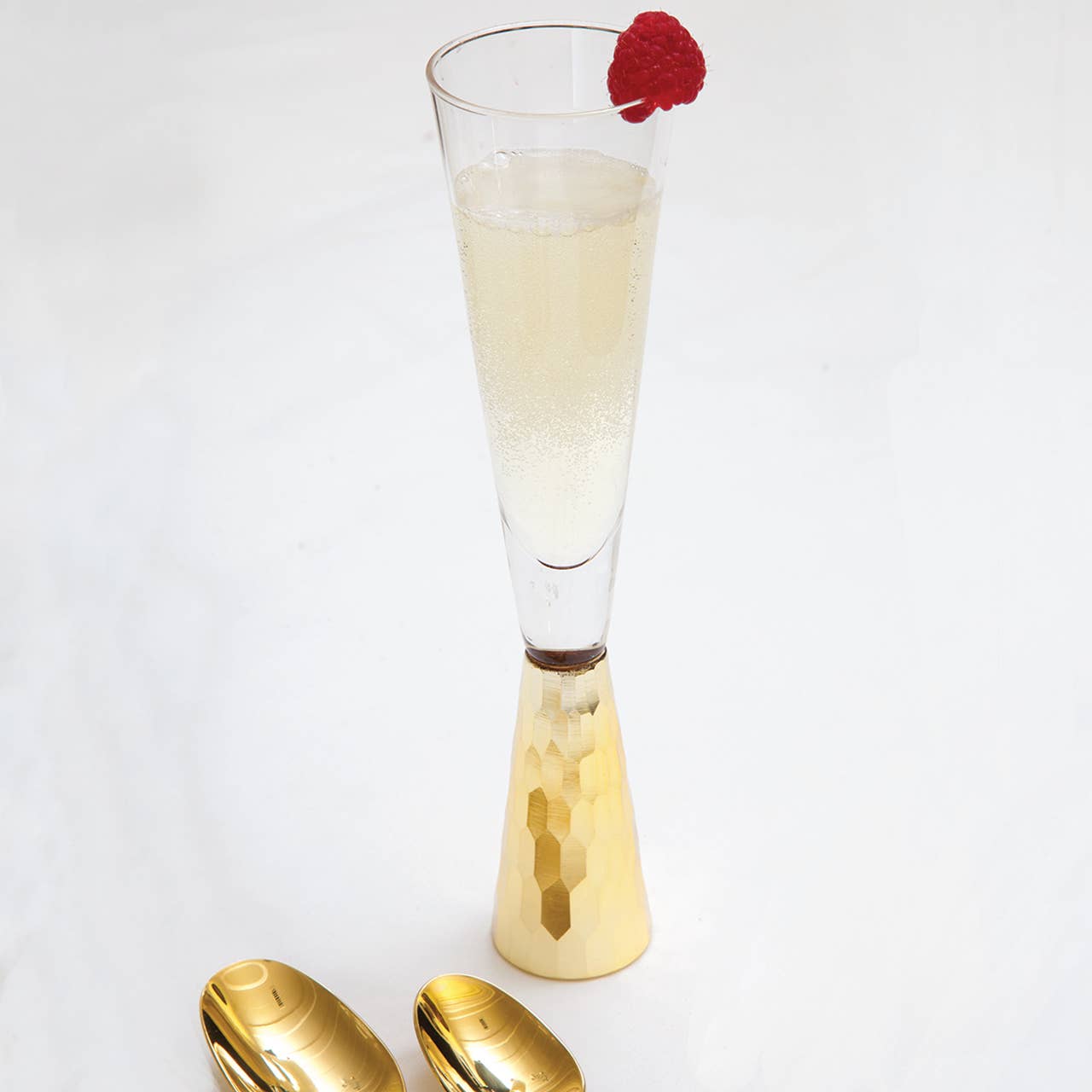 Gold Hammered Champagne Flute Glass