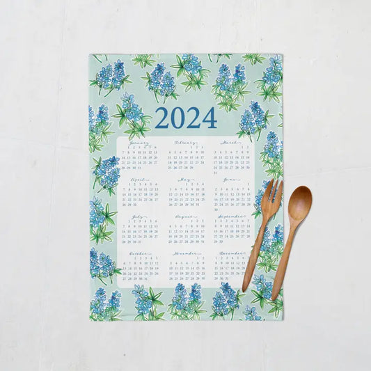Amanda Klein Co. Bluebonnet Calendar Towel 2024