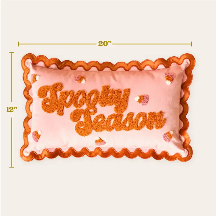 Spooky Season Scalloped Throw Pillow