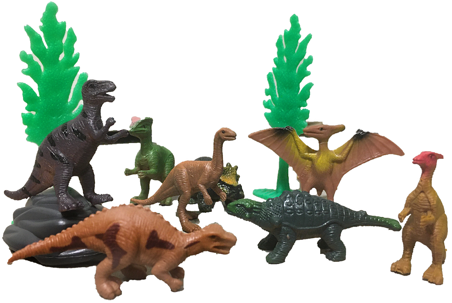 Dinosaur Figurines with T-Rex Head Topper