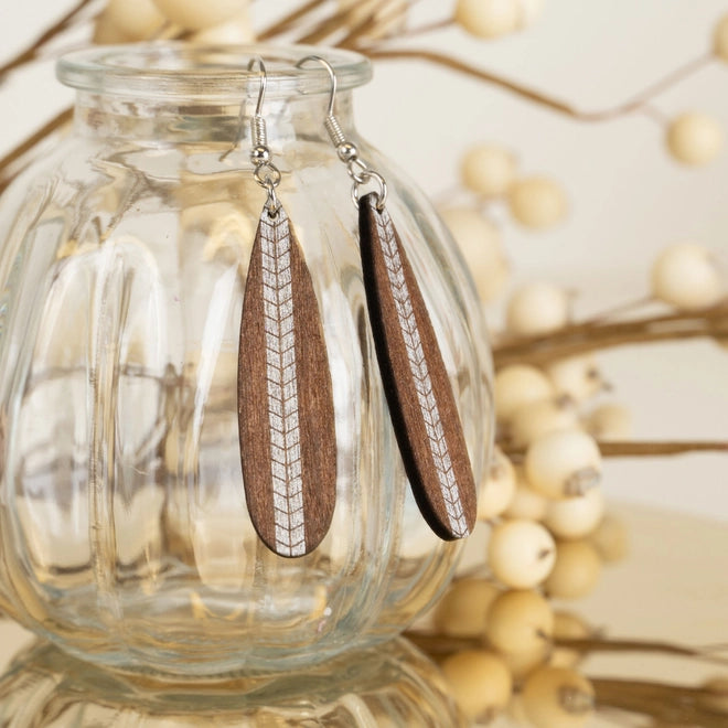 Samira Arrow Mocha Wood Earrings