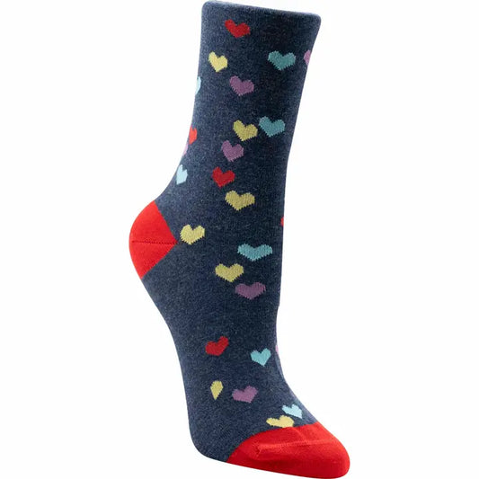 Navy & Multicolored Heart Socks