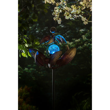 62"H Solar Wind Spinner, Copper Flower