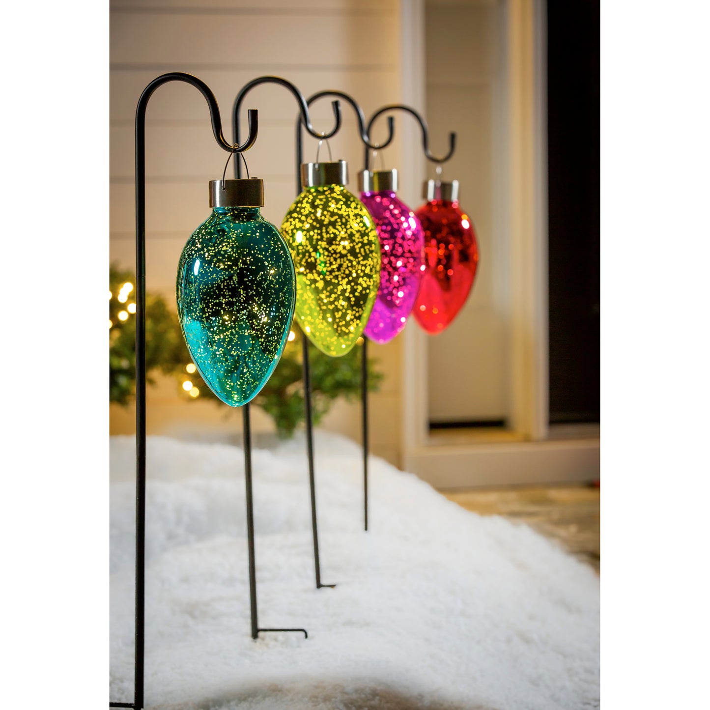 Solar Mercury Glass Christmas Light with Shepherd's Hook