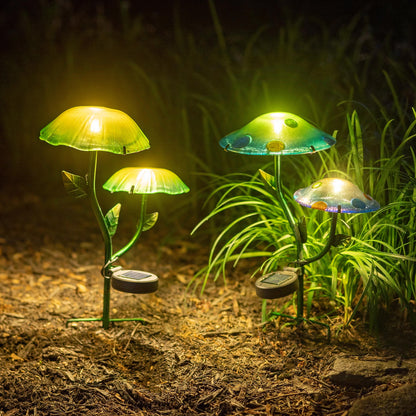 Glass Mushroom Solar Garden Stake