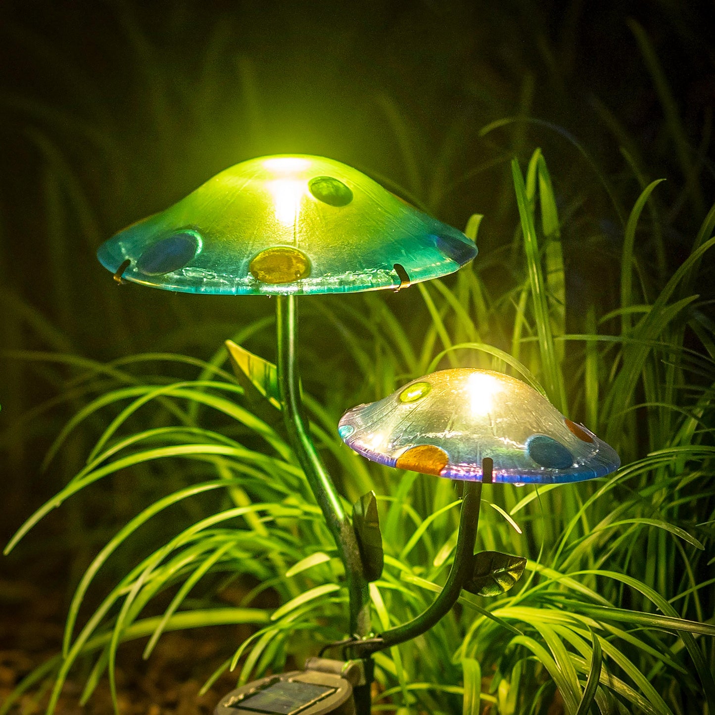 Glass Mushroom Solar Garden Stake