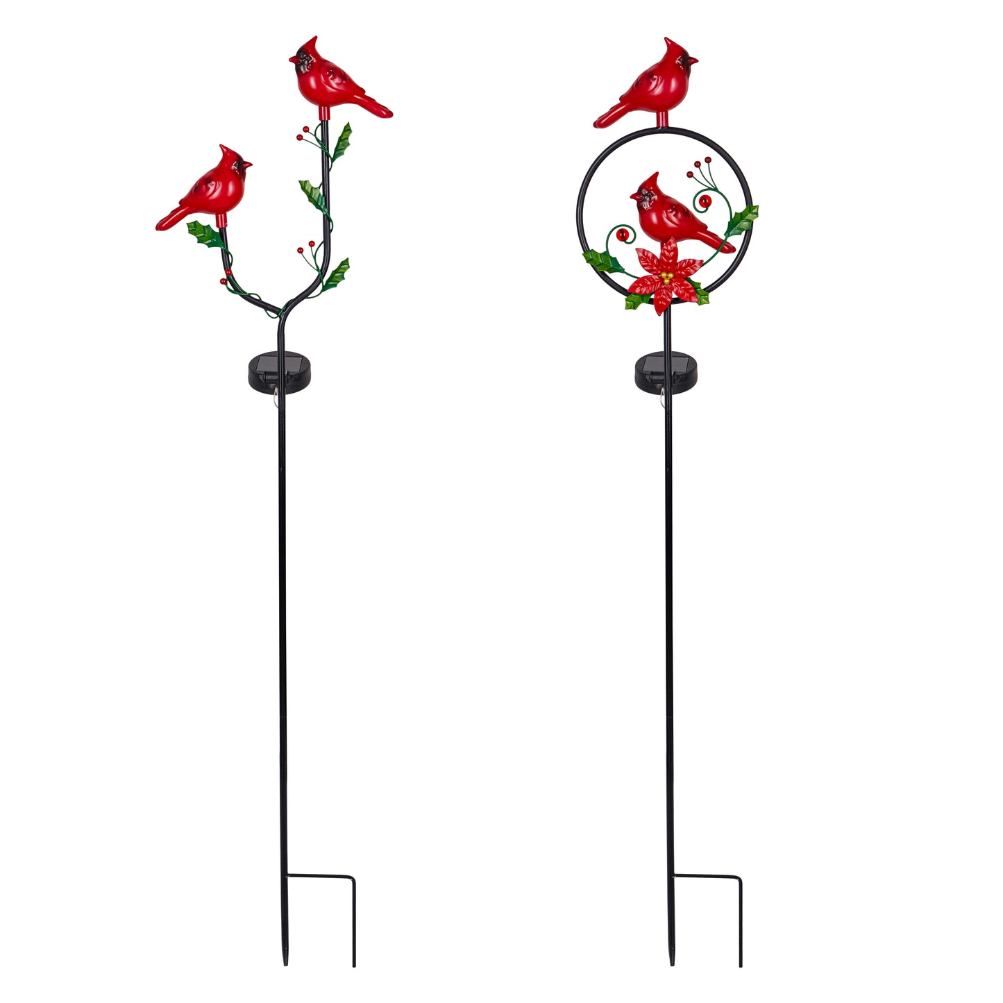 Festive Cardinal Solar Garden Stake