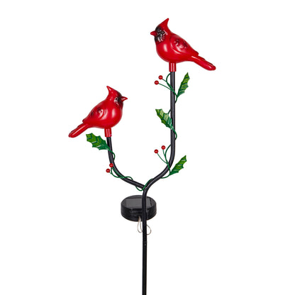 Festive Cardinal Solar Garden Stake