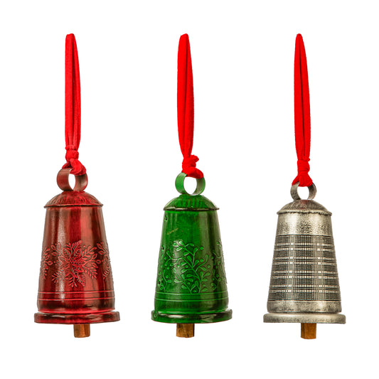 Holiday Outdoor/Indoor Debossed Metal Bell - 8"