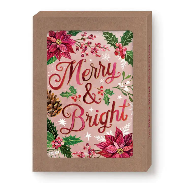 Poinsettia Merry & Bright Boxed Cards - Set of 10