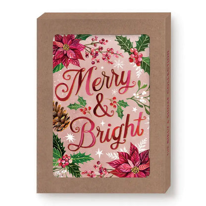 Poinsettia Merry & Bright Boxed Cards - Set of 10