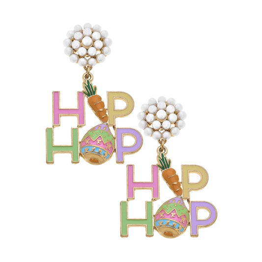 Hip Hop Stacked Enamel Earrings in Pastel Multi