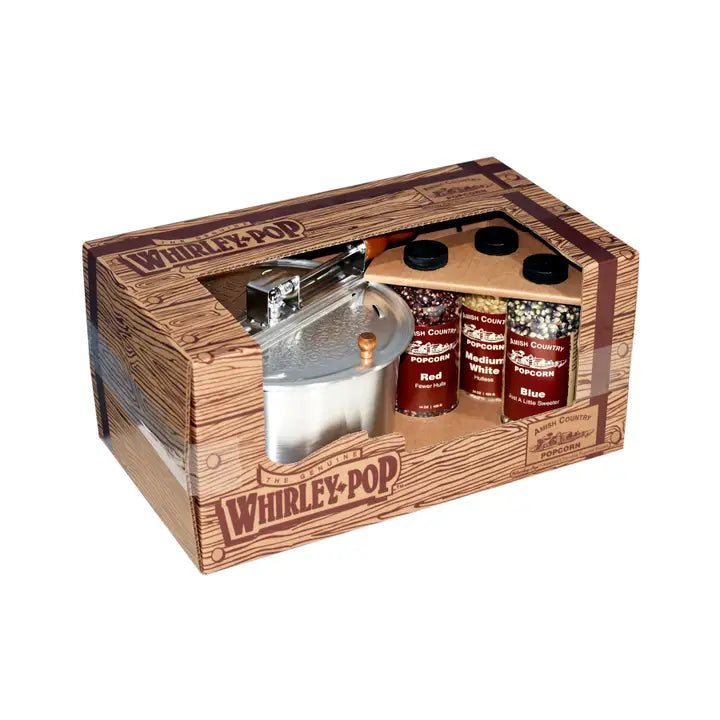 Whirley Pop Gift Set w/ 14oz Bottles of Popcorn