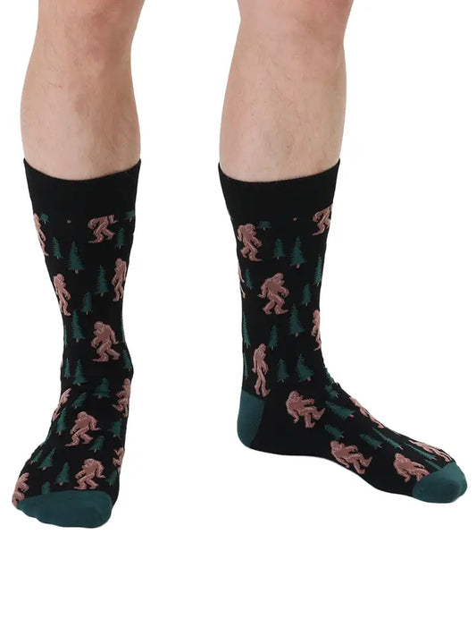 Bigfoot in the Woods Men's Bamboo Crew Socks