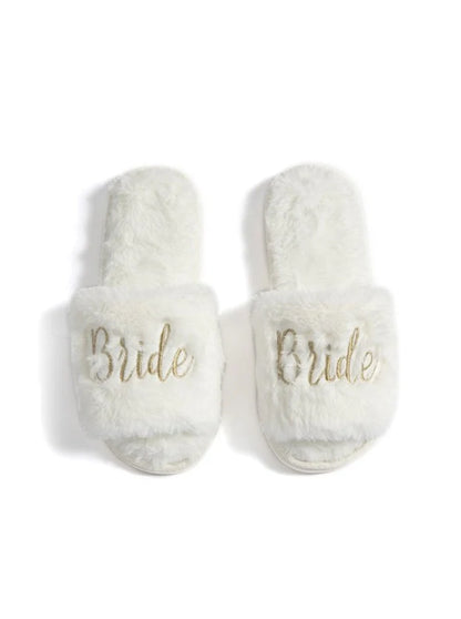 "Bride" Ivory Bridal Slippers