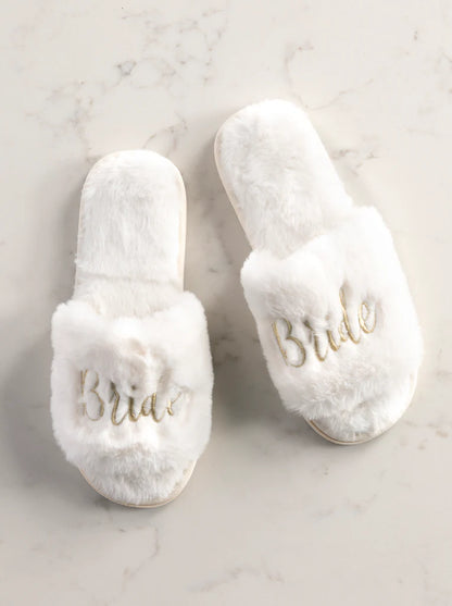 "Bride" Ivory Bridal Slippers