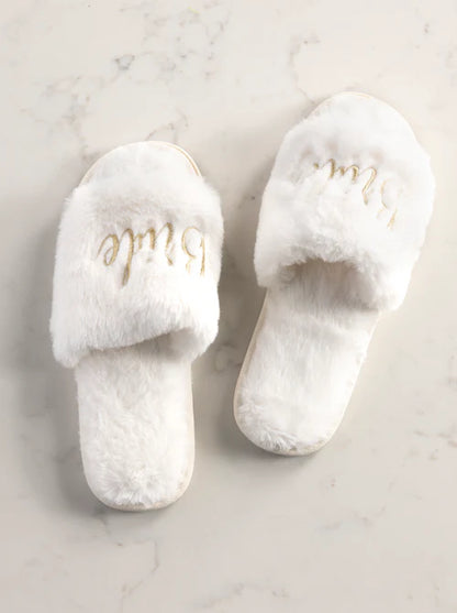 "Bride" Ivory Bridal Slippers