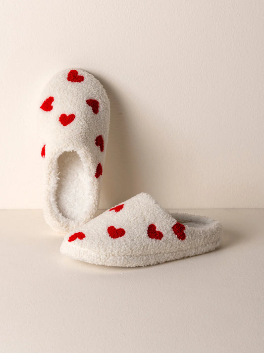 Shiraleah Ivory Hearts Slippers
