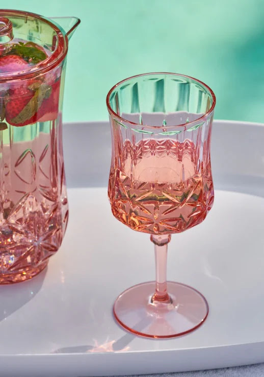 Traditional Classic Blush Pink Tumblers, Wine and Cocktail Glasses & Pitcher